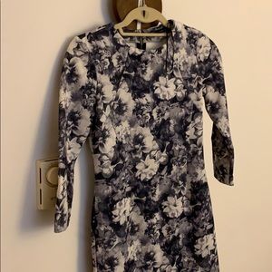 Zara black and white floral scuba dress
